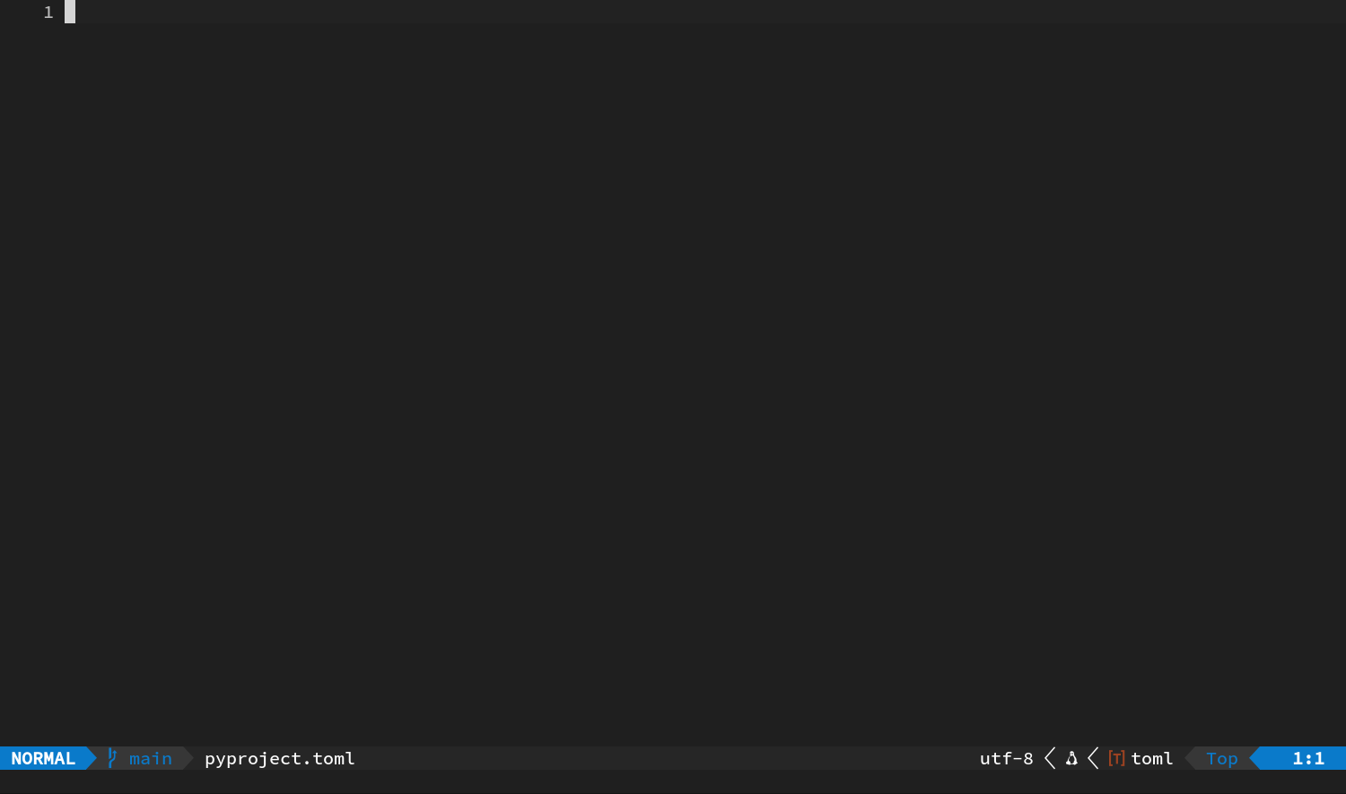 打开空白的 pyproject.toml